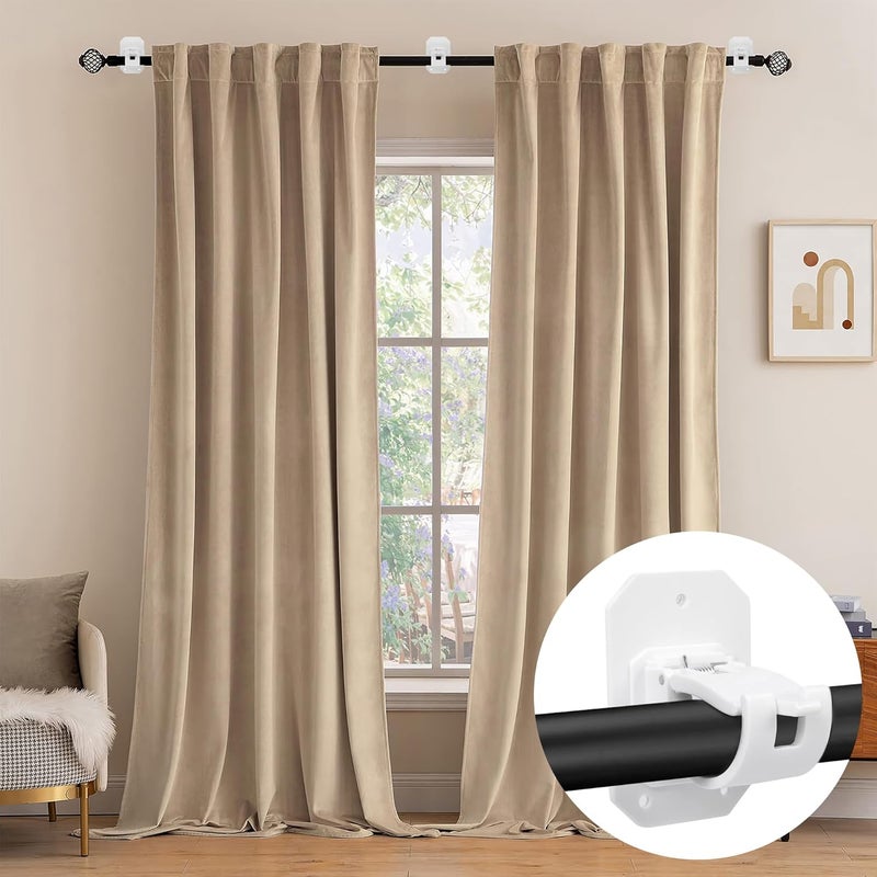 Codoule 8PCS Upgraded No Drill Curtain Rod Brackets - No Drilling, Self Adhesive, Nail Free, Adjustable Curtain Hangers for Poles 0.62~1.57 Inch - Image 2